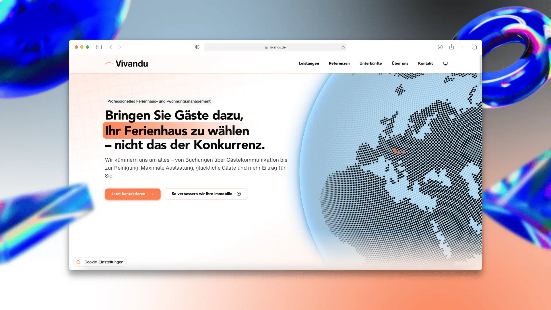 Extensive website and brand design for an upcoming vacation home managment company